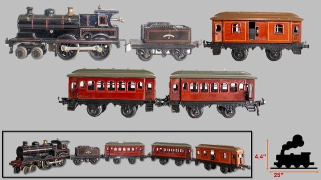 1920's Bing 0-35 British Market 4-4-0 Glossy 0-gauge Passenger Train Set