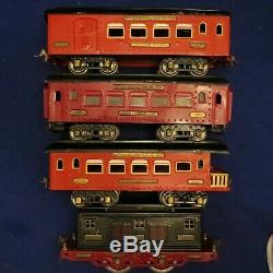 1926 IVES STANDARD GAUGE 3236 LOCOMOTIVE with 184 185 186 PASSENGER CARS TRAIN SET