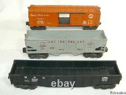 6 Lionel O Gauge Scale Model Train Cars Great Northern 3620 Spot Light Barrel