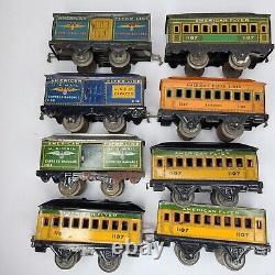 American Flyer 1107 Jefferson & 1108 Express Baggage Tin Trains O gauge Lot of 8