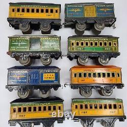 American Flyer 1107 Jefferson & 1108 Express Baggage Tin Trains O gauge Lot of 8