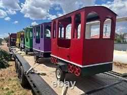Carnival Trackless Train, Gas Powered Engine, Four Cars and RR Crossing, Perfect