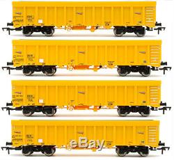 Dapol Oo Gauge Set Of 4 Network Rail Yellow Ioa Ballast Wagons New