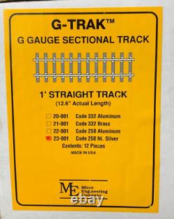 G Scale Micro Engineering G-Trak 12.6 Sect Track Code 250 N. Silver 12pcs G434