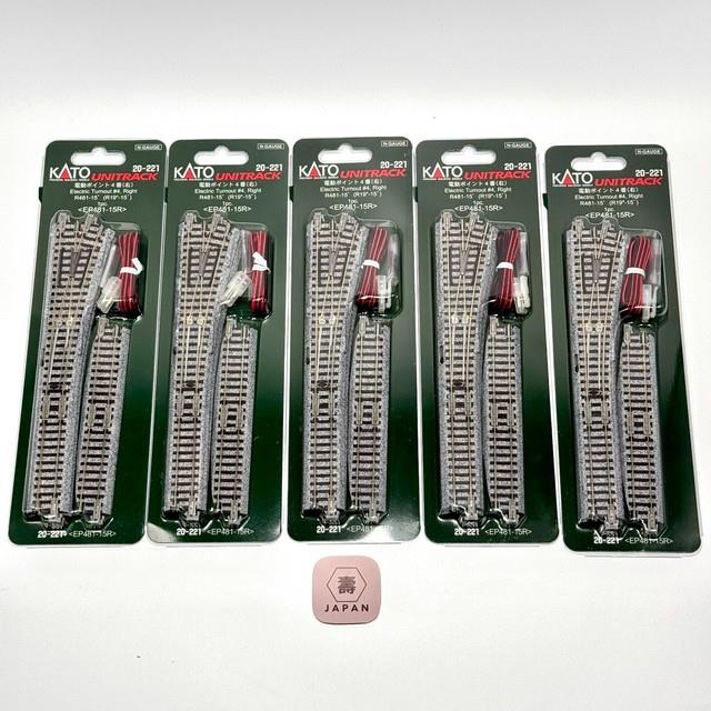 Kato N Gauge Electric Turnout No. 4 Right 20-221 Model Train Track 5-pack Set
