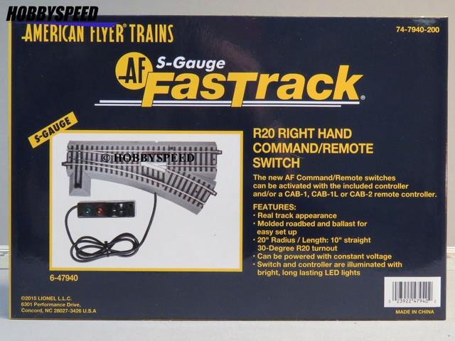 Lionel American Flyer Fastrack R20 Right Command/remote Switch S Gauge 6-47940
