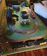 Large O Gauge Train Table Inc 2 Running Trains, Town, Bridge, Mountain