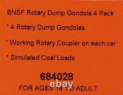 Lionel 6-84028 BNSF Rotary Dump Gondola 4-PACK (withRotary Couplers) O-Gauge LNIB