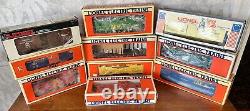 Lionel O Gauge Trains FlatCar, Caboose, Reefer, & Boxcar Lot of 10 Illuminated