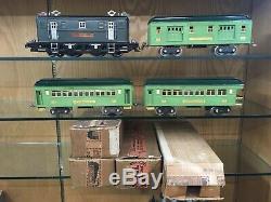 Lionel Standard Gauge 9E Gunmetal Gray Loco & 309, 310, 312 2-Tone Green Cars OB