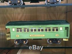 Lionel Standard Gauge 9E Gunmetal Gray Loco & 309, 310, 312 2-Tone Green Cars OB