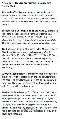 MENARDS FIRE STATION NO 9 BUILDING ACCESSORY With ANIMATION! O GAUGE SCALE HOUSE