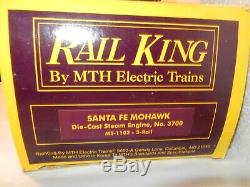 MTH RK Santa-Fe Mohawk die-cast steam engine & whistle tender-O gauge-ln w box