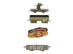 Marx O Gauge Tinplate Army Freight Cars & Clockwork Tank 4
