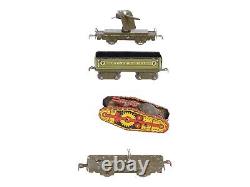 Marx O Gauge Tinplate Army Freight Cars & Clockwork Tank 4