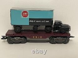 Marx Sears Tractor Trailer Semi on Erie Flatcar for Train O Gauge