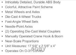 Mth Railking Santa Fe Black Bonnet American Crane Car 30-79664! O Scale O Gauge