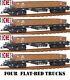 New, 4, Two Pairs, G Scale 45mm Gauge Flat Bed Truck Brown Freight Garden Train