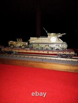 O Gauge (2) US Military WWII Era Army Armor Train on 13 scale flat cars