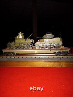 O Gauge (2) US Military WWII Era Army Armor Train on 13 scale flat cars