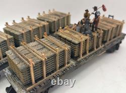 O gauge Custom, Handmade, Painted, 2 car consist, stacked lumber cars withHobos