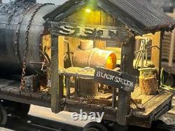 O gauge Custom, Handmade, Painted, & Weathered, Black Smith Car, Flicker, LEDs