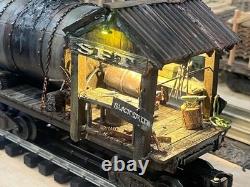 O gauge Custom, Handmade, Painted, & Weathered, Black Smith Car, Flicker, LEDs