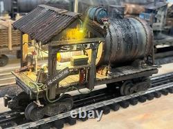 O gauge Custom, Handmade, Painted, & Weathered, Black Smith Car, Flicker, LEDs