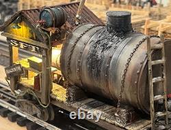O gauge Custom, Handmade, Painted, & Weathered, Black Smith Car, Flicker, LEDs
