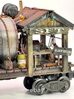 O gauge Custom, Handmade, Painted, & Weathered, Black Smith Car, Flicker, LEDs