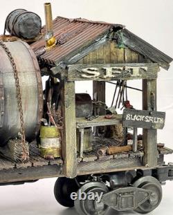 O gauge Custom, Handmade, Painted, & Weathered, Black Smith Car, Flicker, LEDs