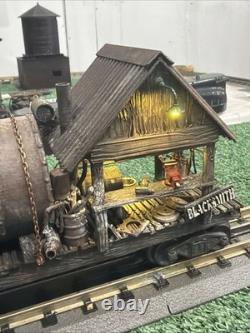 O gauge Custom, Handmade, Painted, & Weathered, Black Smith Car, Flicker, LEDs