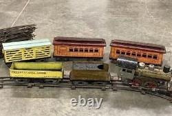 Prewar Early Vintage Elektoy 1 Gauge Toy Train Brass Loco Tender 4 Cars 10 track