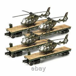 SET OF 4 -O GAUGE US ARMY MILITARY FLATCARs WITH HELICOPTER LIONEL MENARDS