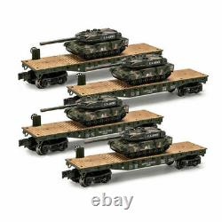 SET OF 4 -O GAUGE US ARMY MILITARY FLATCARs WITH U. S. ARMY TANK LIONEL MENARDS