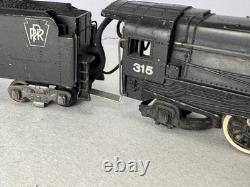 S Gauge American Flyer PRR 315 Locomotive 4-6-2 Engine & Tender with Smoke
