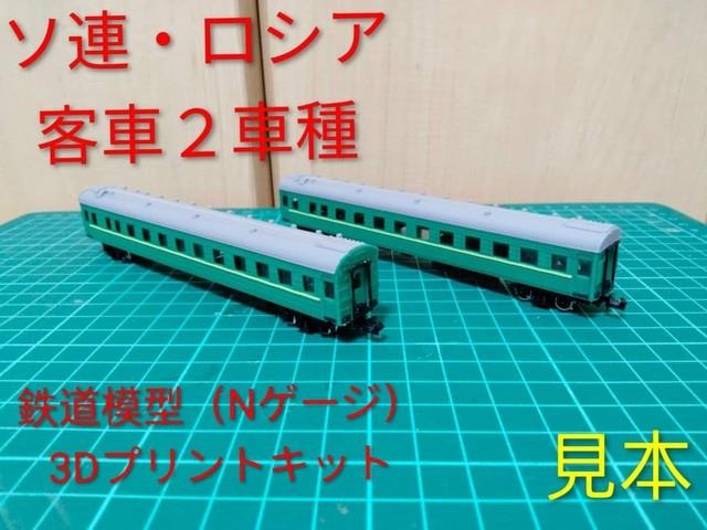 Soviet Russian Passenger Car 2 Type Model Train N Gauge Kit Total 2 Car Set #1e5