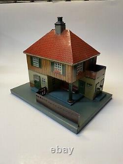 Vintage 1930s Bavaria Tin Litho O Gauge Model Train Platform House Kids Toy