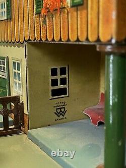 Vintage 1930s Bavaria Tin Litho O Gauge Model Train Platform House Kids Toy