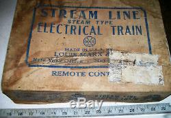 Vintage 1940s Complete O-27 Gauge Metal Electric Steam Freight Train Set with OB