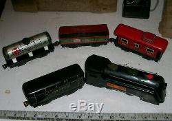 Vintage 1940s Complete O-27 Gauge Metal Electric Steam Freight Train Set with OB