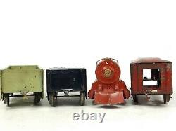 Vintage Girard Model Locomotive Tender Gondola Passenger Car Metal Pull Train