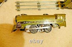 Vintage MARX O Gauge Army Supply Train Engine 500 Steam Locomotive Box Signal