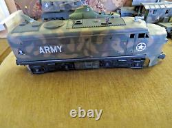 Vintage Nice Lionel O Gauge U. S. Army Military Diesel Engine + 6 Army Train Cars