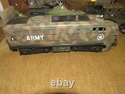 Vintage Nice Lionel O Gauge U. S. Army Military Diesel Engine + 6 Army Train Cars