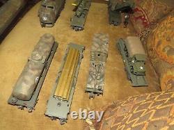 Vintage Nice Lionel O Gauge U. S. Army Military Diesel Engine + 6 Army Train Cars