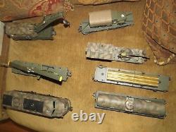 Vintage Nice Lionel O Gauge U. S. Army Military Diesel Engine + 6 Army Train Cars