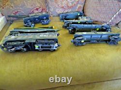 Vintage Nice Lionel O Gauge U. S. Army Military Diesel Engine + 6 Army Train Cars