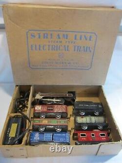 Vintage Post WWII MARX O Gauge Train Streamline Freight Set & Original Box