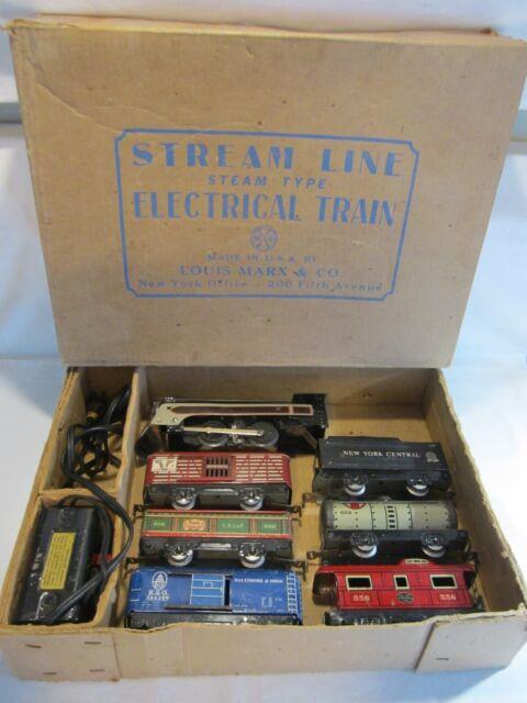 Vintage Post Wwii Marx O Gauge Train Streamline Freight Set & Original Box